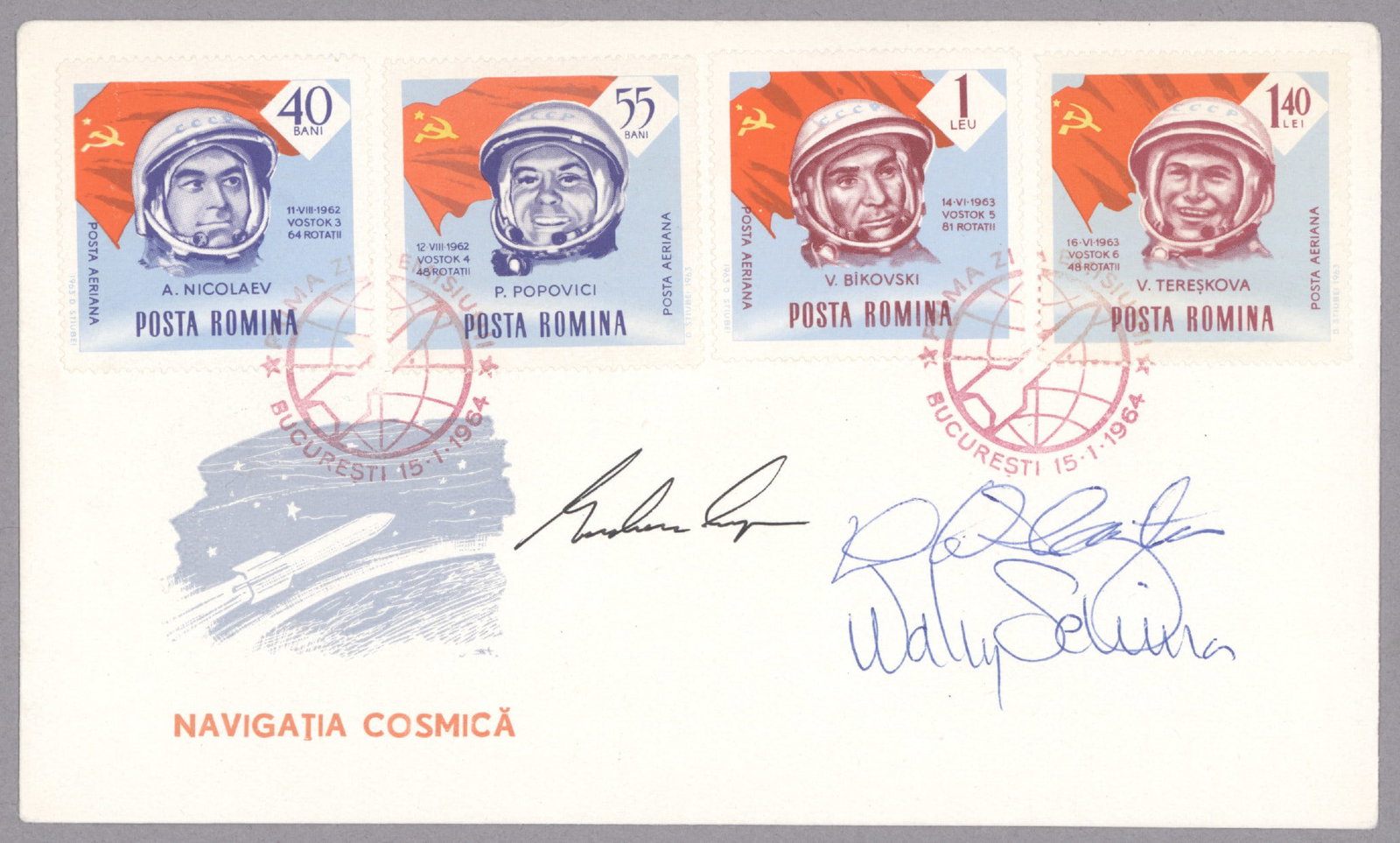 MERCURY ASTRONAUTS 1964 SIGNED POSTAL COVER (1 of 1)