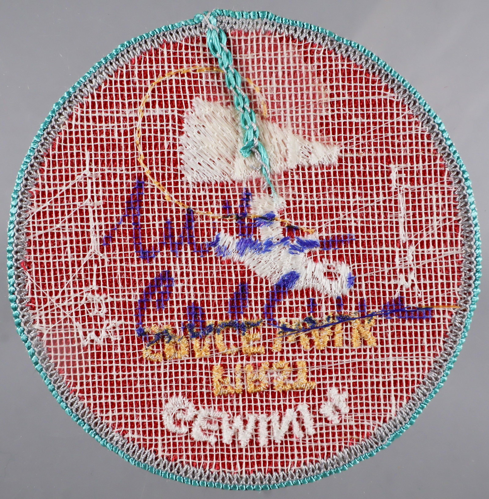 MICHAEL COLLINS: (1930 - 2021) American astronaut, Command Module pilot for the Apollo 11 mission. A great personal Collins item, a 3 in. dia. embroidered 'GEMINI IV FIRST SPACE WALK' embroidered patch from Collins'