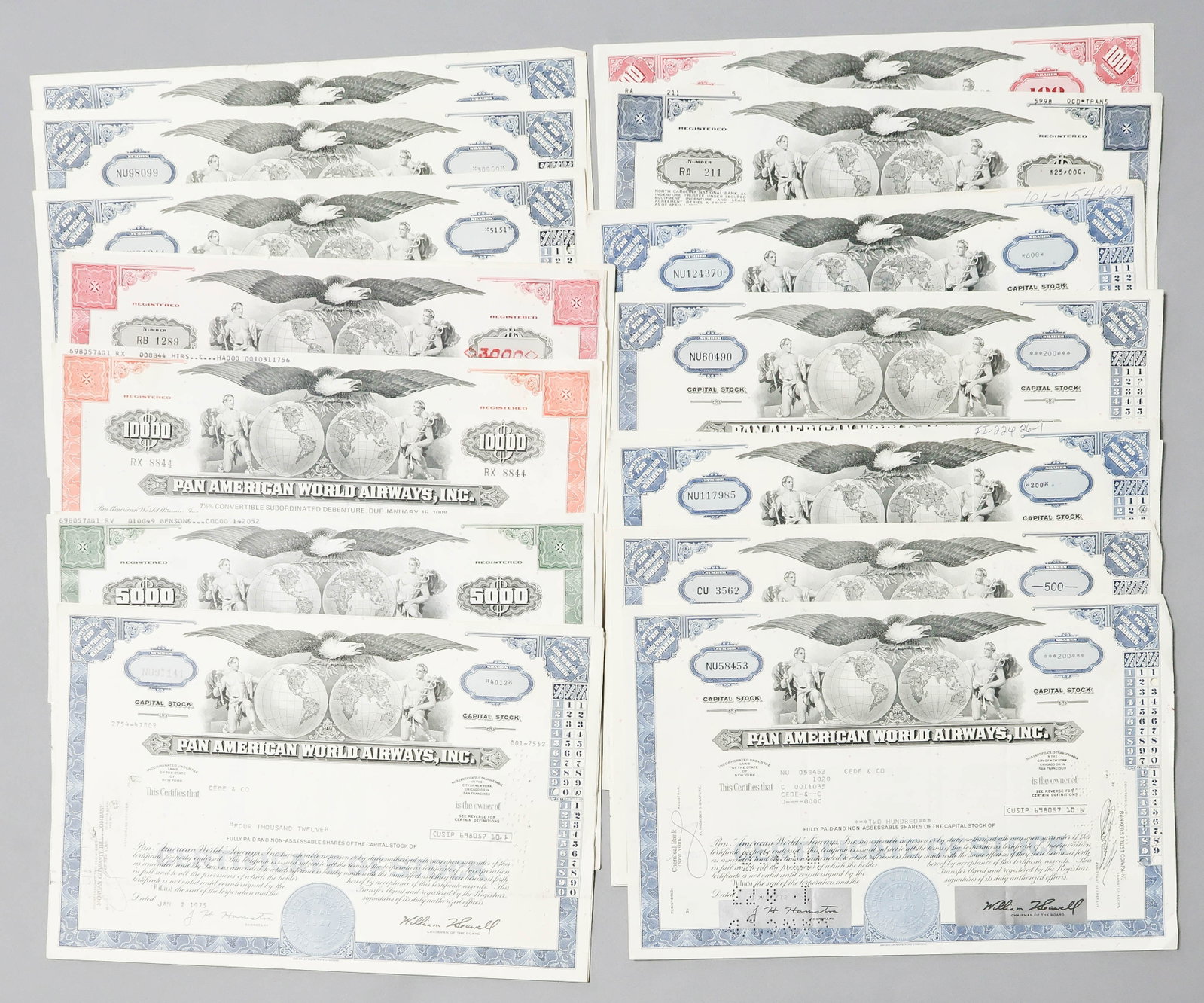 PAN AMERICAN AIRWAYS STOCK CERTIFICATES (27) (1 of 5)