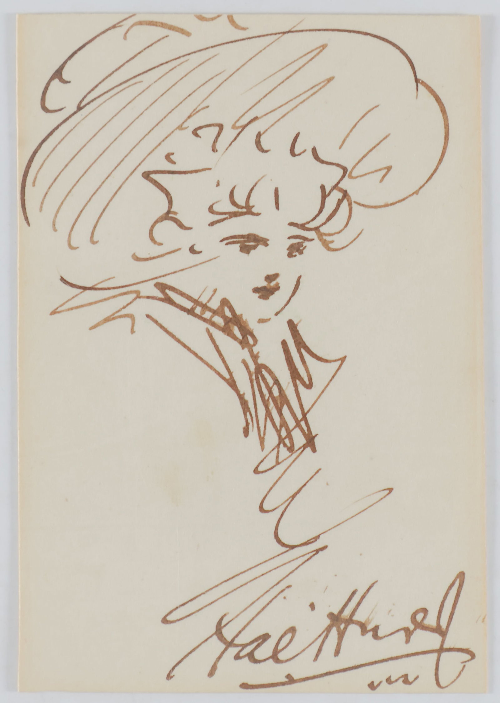 HAL HURST: (1865-1938) English painter, etcher, miniaturist, illustrator and founding member of the Royal Miniature Society. Original signed ink sketch on a 2.25 x 3.25 in. card, a portrait of young, styled 'Gib