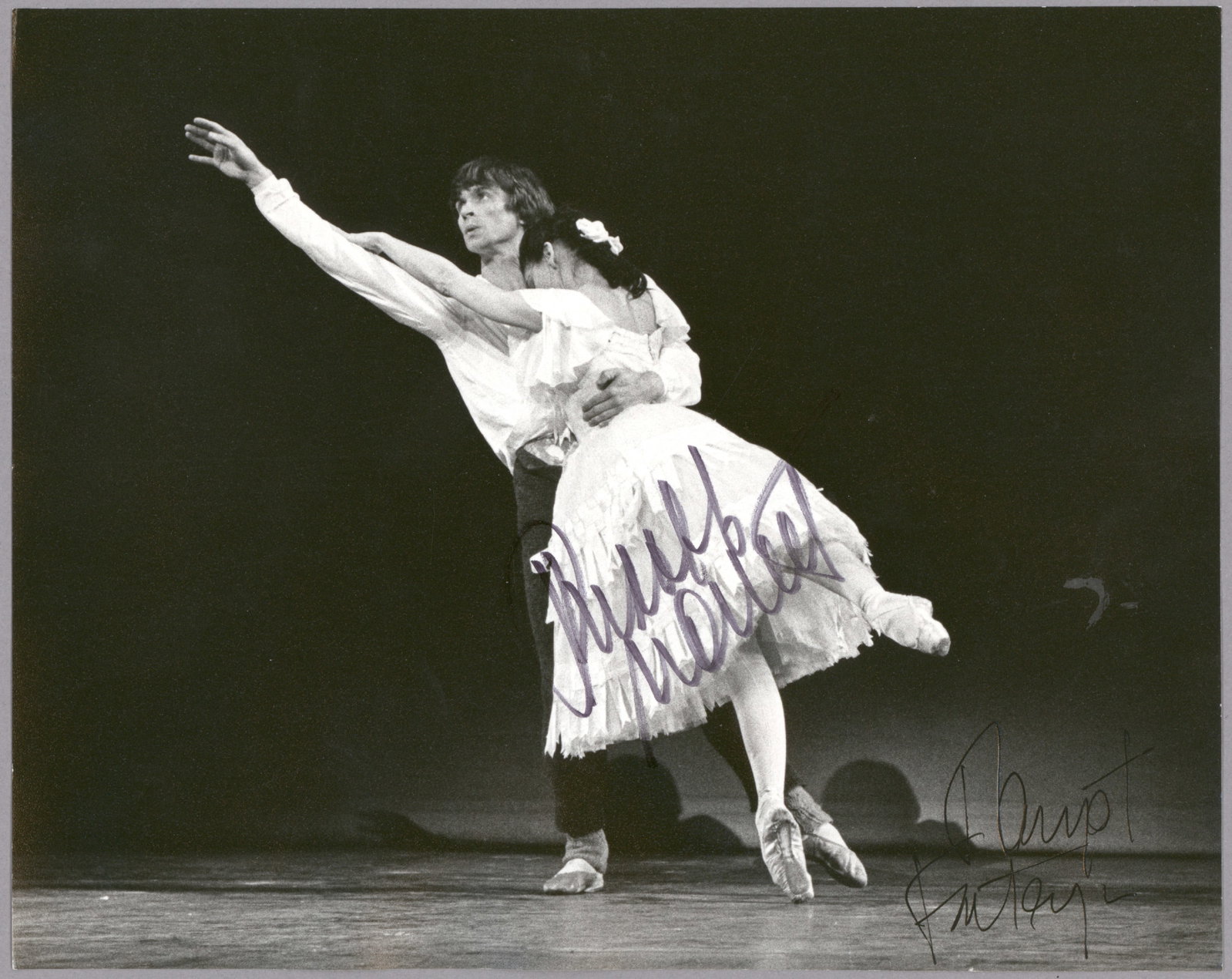 RUDOLF NUREYEV AND MARGOT FONTEYN: Wonderful S.P., 9.75 x 7.75 in. b/w, an image of ballets stars RUDOLF NUREYEV (1938-1993) and MARGOT FONTEYN (1919-1991) in a scene from Frederick Ashton's work 'Margueritte and Armand', photographed