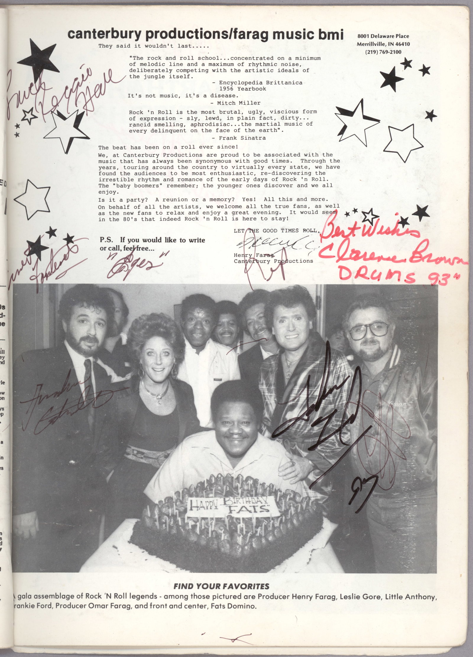 FIFTIES AND SIXTIES ROCK 'N' ROLL SIGNED PROGRAM - 2