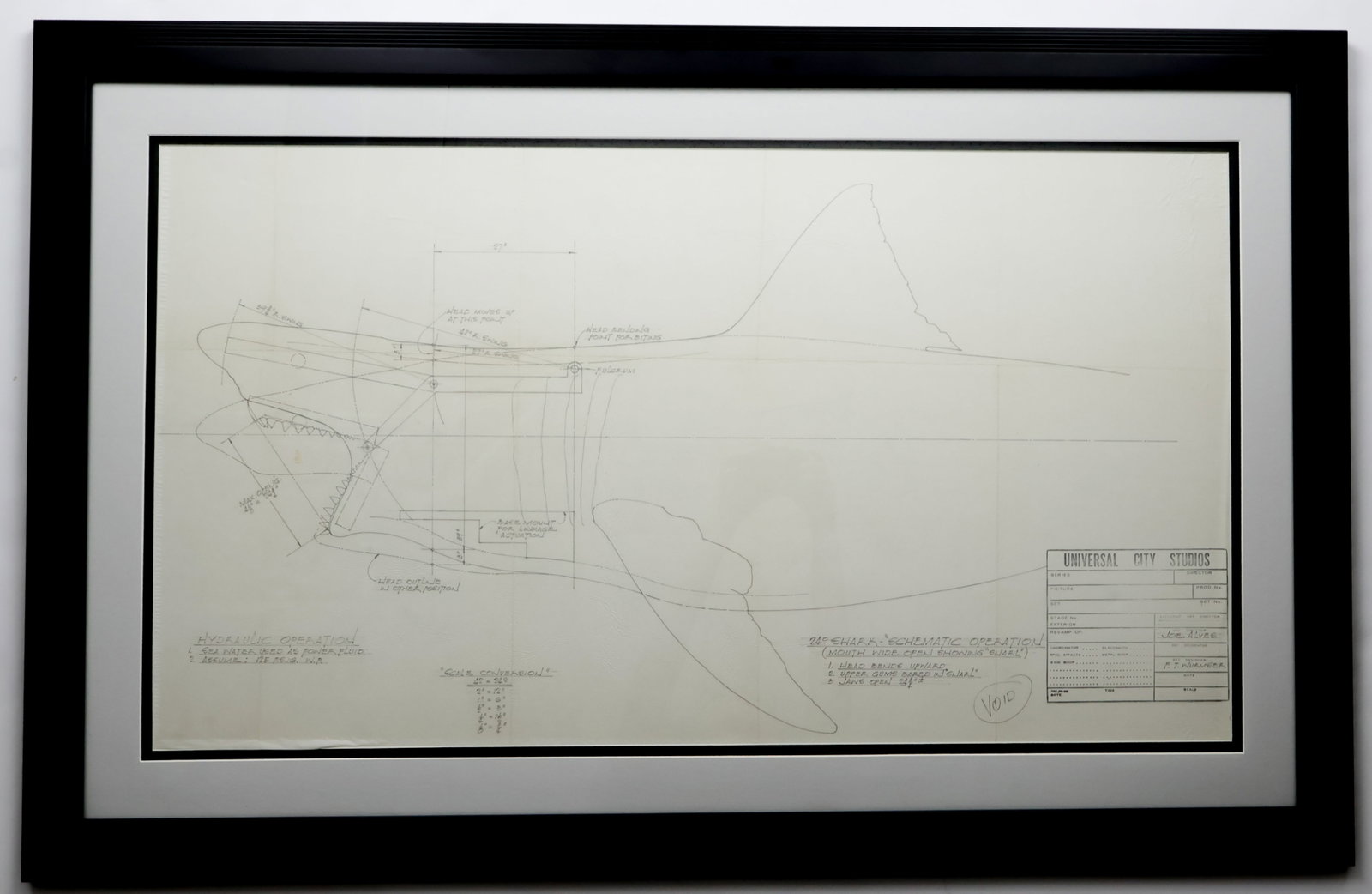 ORIGINAL PRODUCTION BLUEPRINT OF THE MOVIE 'JAWS' PROP SHARK (1 of 7)