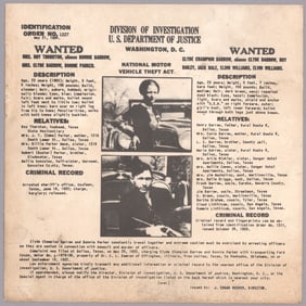 CLYDE BARROW AND BONNIE PARKER WANTED POSTER