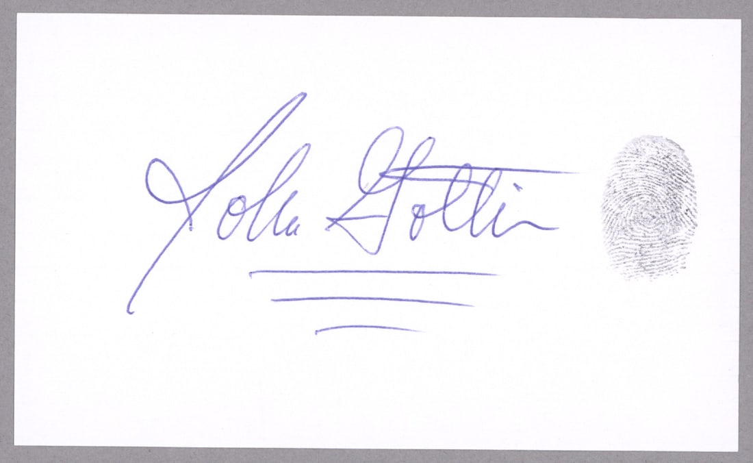 JOHN GOTTI SIGNED FINGERPRINT: JOHN GOTTI (1940 - 2002) Dapper American gangster who won the nickname ‘The Teflon Don' following his many acquittals, headed the Gambino Family following the murder of Paul Castellano, finally