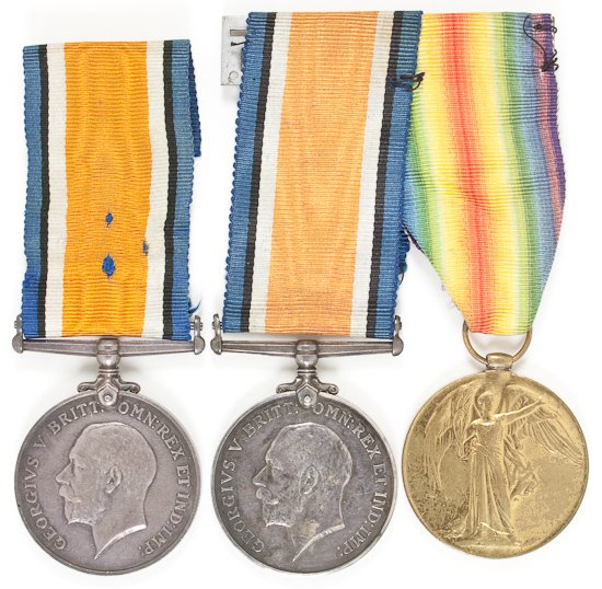 BRITISH WAR AND VICTORY MEDALS, R.A.F.: BRITISH WAR AND VICTORY MEDALS, R.A.F. Pair of medals issued to S. HICKS"on a medal bar, both marked "67463.2" and with his name, the Victory medal additionally marked "R.A.F.". Sold with a second War