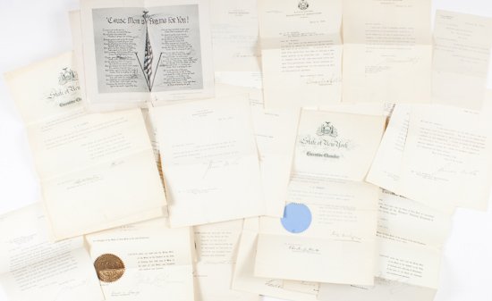 GOVERNORS: GOVERNORS Large lot of items largely signed by New York governors while in office, early 1900s, including letters and appointments concerning agricultural matters. Included are: NATHAN L.MILLER (N.Y.,