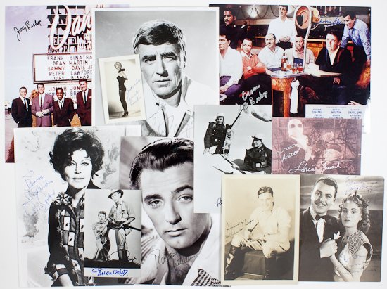 HOLLYWOOD: HOLLYWOOD Group of eleven signed photos, various sizes, of Hollywood stars and entertainers. Includes: CAROLE LANDIS, DEBORAH KERR AND STEWART GRANGER, GLORIA STUART, RAY MILLAND, GEORGE BRENT AND MAR
