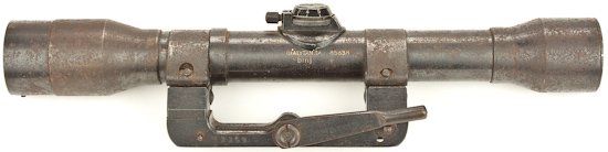 GERMAN DIALYTAN 4X BMJ SNIPER SCOPE: GERMAN DIALYTAN 4X BMJ SNIPER SCOPE German sniper scope, a "Dialytan 4X bmj" scope, optics excellent with bottom and side posts in field of view. The scope is serial number 85338, undated, but a GI so