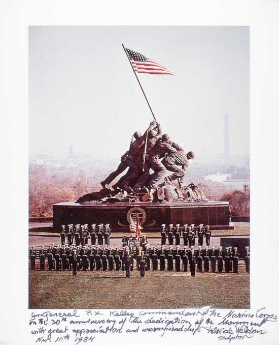 (MARINE CORPS MONUMENT): (MARINE CORPS MONUMENT) FELIX DE WELDON (1907 - 2003) Austrian-born American sculptor. His most famous piece is the Marine Corps War Memorial outside the walls of the Arlington National Cemetery. The 