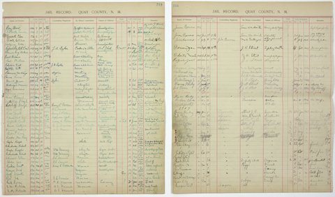 JAIL RECORDS OF QUAY COUNTY, NEW MEXICO: JAIL RECORDS OF QUAY COUNTY, NEW MEXICO Partly-printed document, 2pp. folio, Quay County, N.M., June 30, 1905 to Dec. 24, 1907 and July 24, 1926 to July 25, 1926 to Jan 4, 1930. Each ledger sheet list