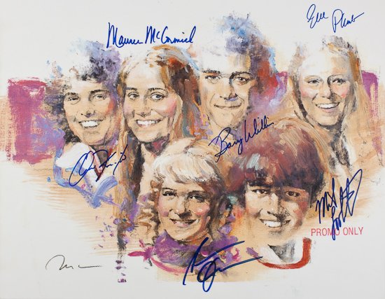 THE BRADY BUNCH: THE BRADY BUNCH Attractive S.P., 14" x 11", an artist's rendition of the Brady children, signed by all six: MAUREEN MCCORMICK, BARRY WILLIAM, SUSAN OLSEN, EVE PLUMB, CHRISTOPHER KNIGHT and MIKE LOOKIN