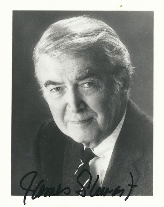 JAMES STEWART: JAMES STEWART (1908 - 1997) American film actor, star of "Harvey" and "It's a Wonderful Life", among many others. S.P. 4" x 5" b/w, a chest, up portrait boldly signed in black marker. Fine.