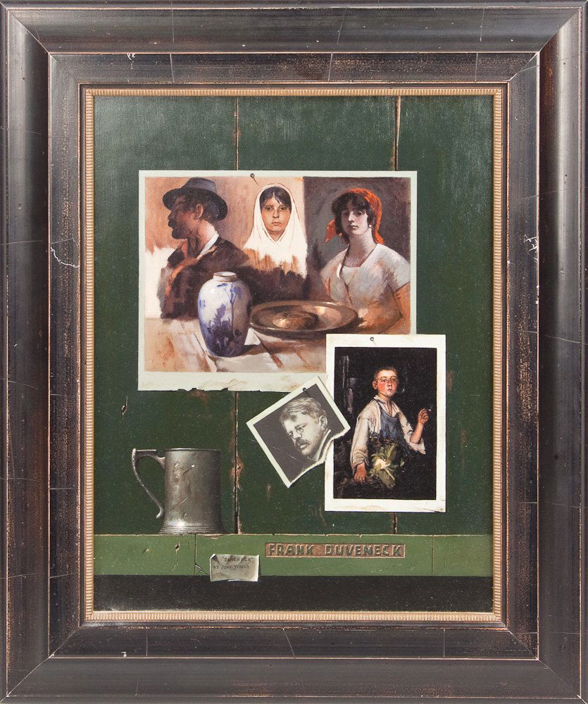 REALIST OIL "DUVENECK" - JOHN YERGER: REALIST OIL "DUVENECK" - JOHN YERGER John Yerger. Classically trained Impressionist painter incorporating trompe l'oeil imagery of landscapes painted by some of history's most famous artists into his