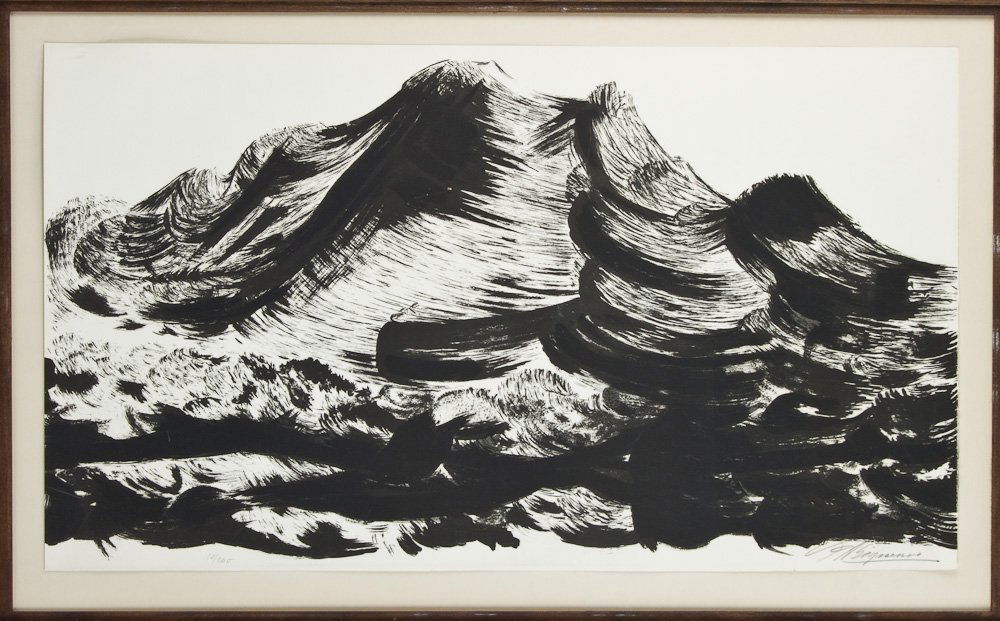 SOCIAL REALIST SIGNED PRINT - DAVID SIQUEROS: SOCIAL REALIST SIGNED PRINT - DAVID SIQUEROS David Siqueros. 1896-1974) Mexican social realist painter, better known for his large murals in fresco. Along with Diego Rivera and Jose Clemente Orozco, h