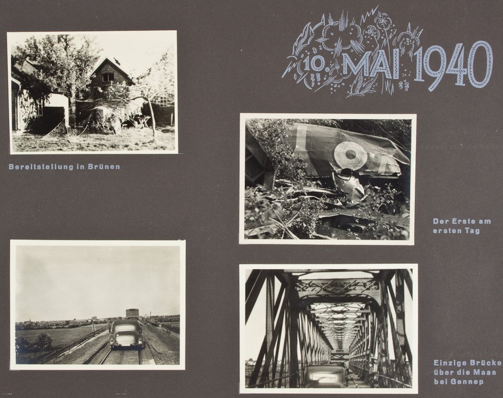 WEHRMACHT MOTORIZED NEWS SERVICE PHOTO ALBUM: WEHRMACHT MOTORIZED NEWS SERVICE PHOTO ALBUM Excellent presentation photo album prepared by Luft. N. Alt. (mot.) 7, a mobile photography and news service attached to the Wehrmacht. The album, 16 1/2" 