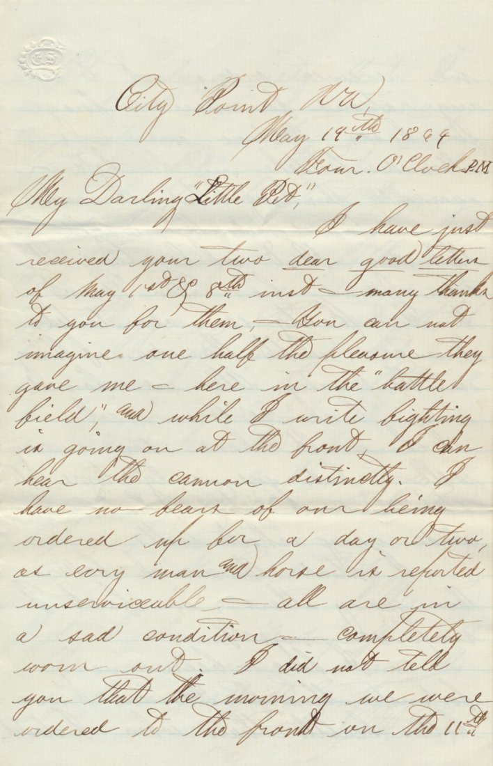 GRANT ORDERS HIS CAVALRY TO RAID AND PLUNDER: GRANT ORDERS HIS CAVALRY TO RAID AND PLUNDER A good war-date Union officer's battle letter, 3pp. 8vo., written by 1st Lt. Maurice Leyden, [POW Darbytown Road, Va., 10/07/64, confined Libby Prison & Sa