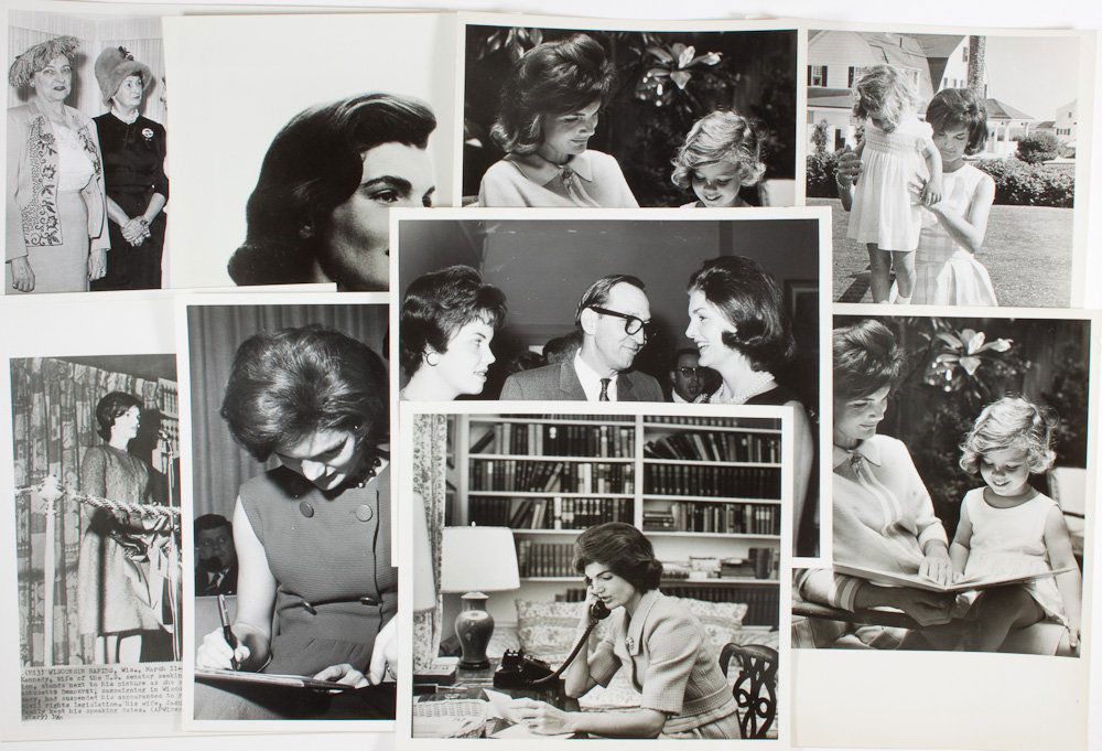 (JACQUELINE KENNEDY): (JACQUELINE KENNEDY) (1929 - 1994) First Lady and wife of John F. Kennedy, 35th President of the United States. Group of 11 contemporary photographs, most 8" x 10", various views of the future First L