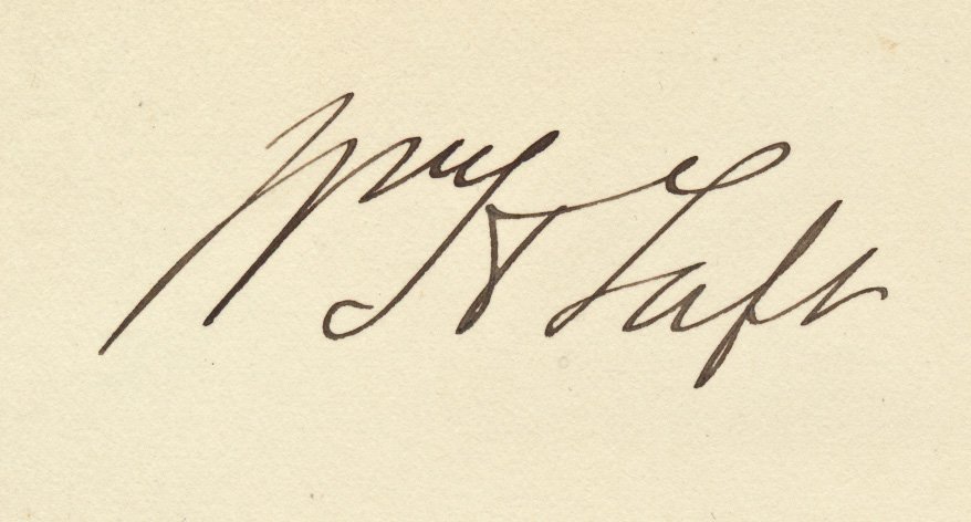 WILLIAM H. TAFT: WILLIAM H. TAFT (1857 - 1930) Twenty-seventh President of the United States and Supreme Court Chief Justice. Fine, large signature on a card.