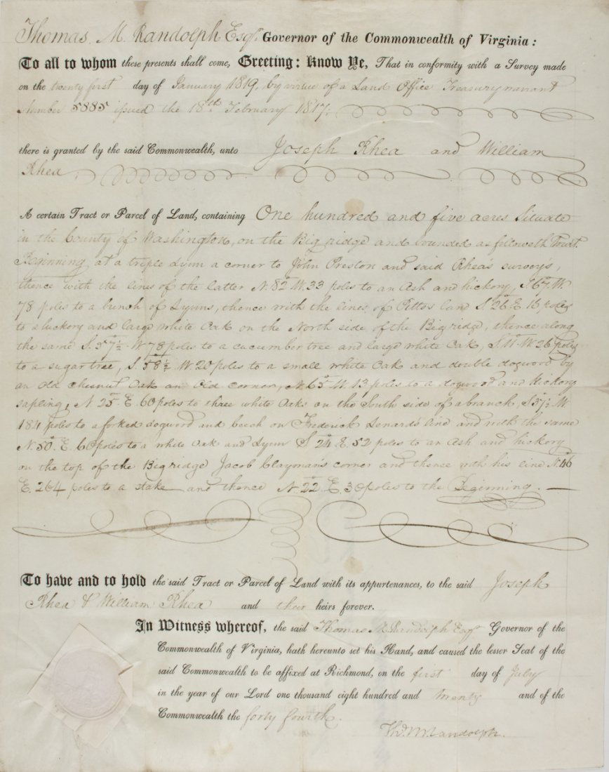 THOMAS M. RANDOLPH: THOMAS M. RANDOLPH (1768 - 1828) Governor of Virginia, a close friend of Thomas Jefferson and the husband of Jefferson's daughter, he lived with the President during his years in the Executive Mansion