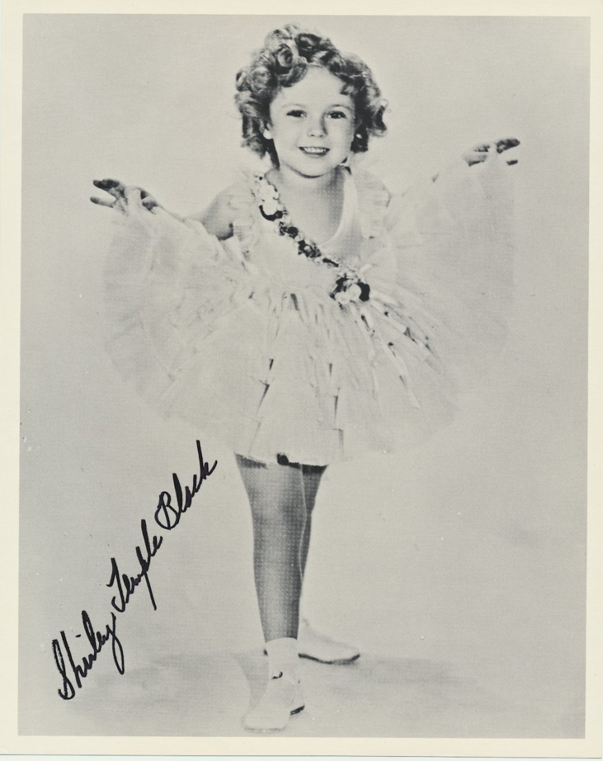 SHIRLEY TEMPLE: SHIRLEY TEMPLE (1928 - 2014) Child film star of the Thirties who sang and danced with Bill "Bojangles" Robinson in many films and became a national sensation. Lot of two items, includes an S.P. 8" x 1