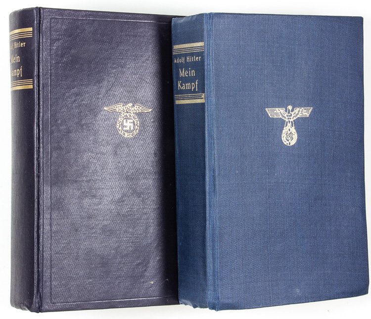 "MEIN KAMPF" FROM A LUFTWAFFE BASE: ""MEIN KAMPF"" FROM A LUFTWAFFE BASE Edition of Adolf Hitler's ""Mein Kampf"" (Munich: Franz Eher Verlag) 1943. 780pp. 8vo. with Hitler in frontis portrait. Bears the ink stamp of Luftkriegsschule 4 a