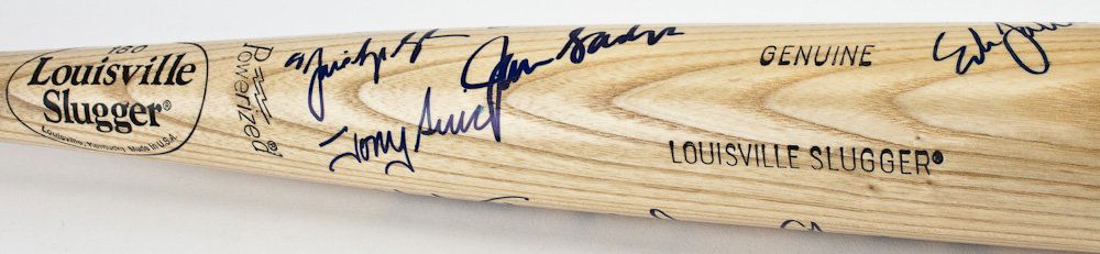 "SOPRANOS" CAST SIGNED LOUISVILLE SLUGGER BAT: ""SOPRANOS"" CAST SIGNED LOUISVILLE SLUGGER BAT An evocative relic of one of television's greatest series The Sopranos namely a Model 180 Louisville Slugger signed by eight of the primary stars of the