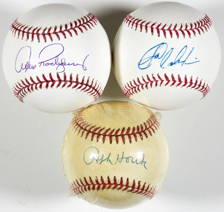 (BASEBALL): (BASEBALL) Lot of three signed baseballs, both JSA certified, includes JOBA CHAMBERLAIN signed Rawlings Bud Selig ball and ALEX RODRIGUEZ, same. Sold with a Giamatti National League ball signed by Yan