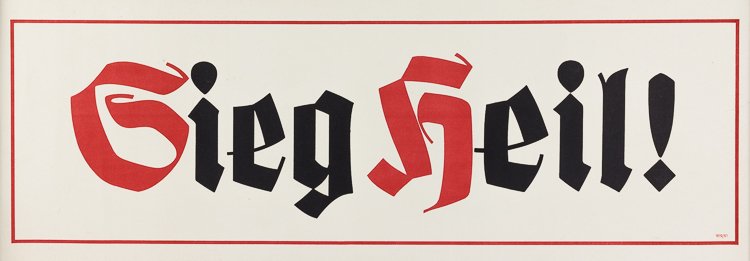 ADOLF HITLER ELECTION POSTERS: ADOLF HITLER ELECTION POSTERS Pair of rare Hitler election posters, each 39" x 13 3/4" and printed in red and black. One poster reads: "Sieg heil!", the second reads (in German): "We thank our Fuhrer!