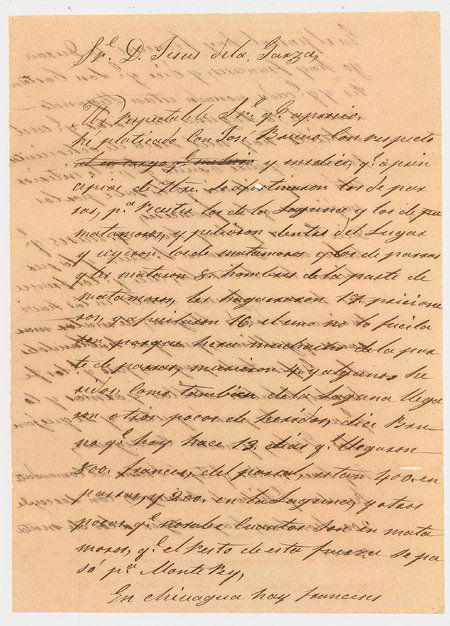 LETTER DETAILING MEXICO FIGHTING IN 1860s (1 of 1)