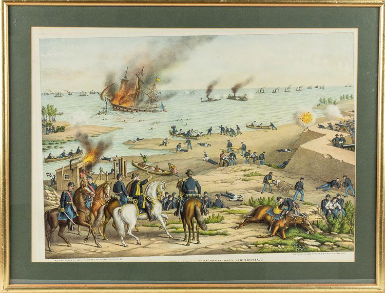 "BATTLE BETWEEN THE MONITOR AND MERRIMAC" BY KURZ & (1 of 1)