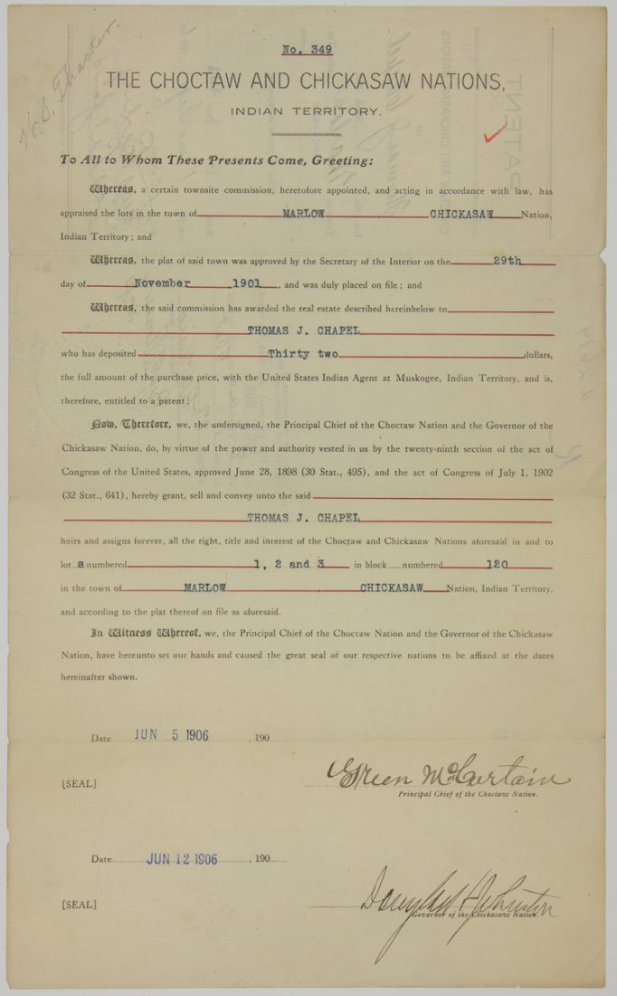 CHIEF OF THE CHOCTAW NATION (1 of 2)