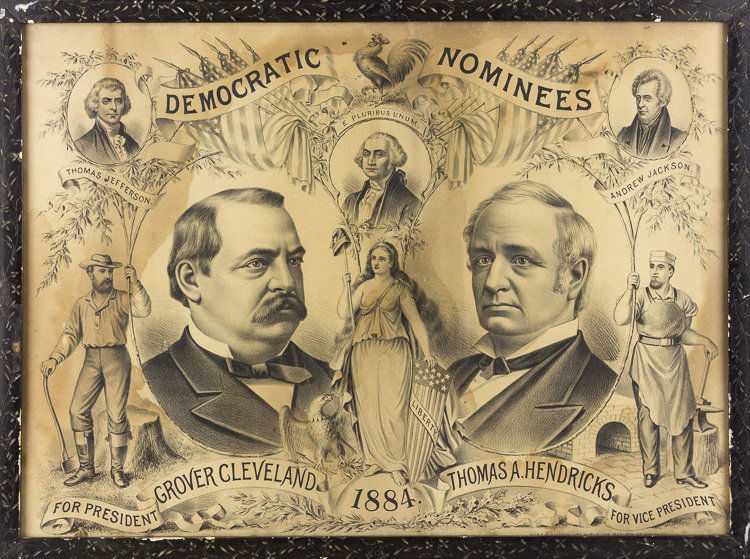1884 CLEVELAND AND HENDRICKS POLITICAL POSTER (1 of 1)