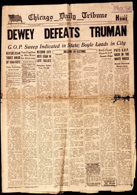 DEWEY DEFEATS TRUMAN NEWSPAPER (1 of 1)