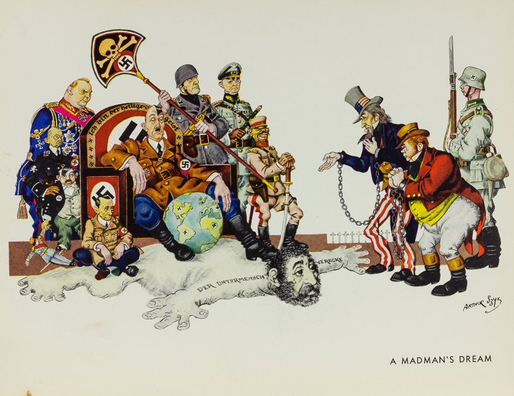 THE NEW ORDER: "THE NEW ORDER" Book of anti-Fascist illustrations, "The New Order", by Arthur Szyk, [New York: G.P. Putnam's Sons], 1941. 43pp. 8" x 10", features many half-tone and color illustrations, most satiriz