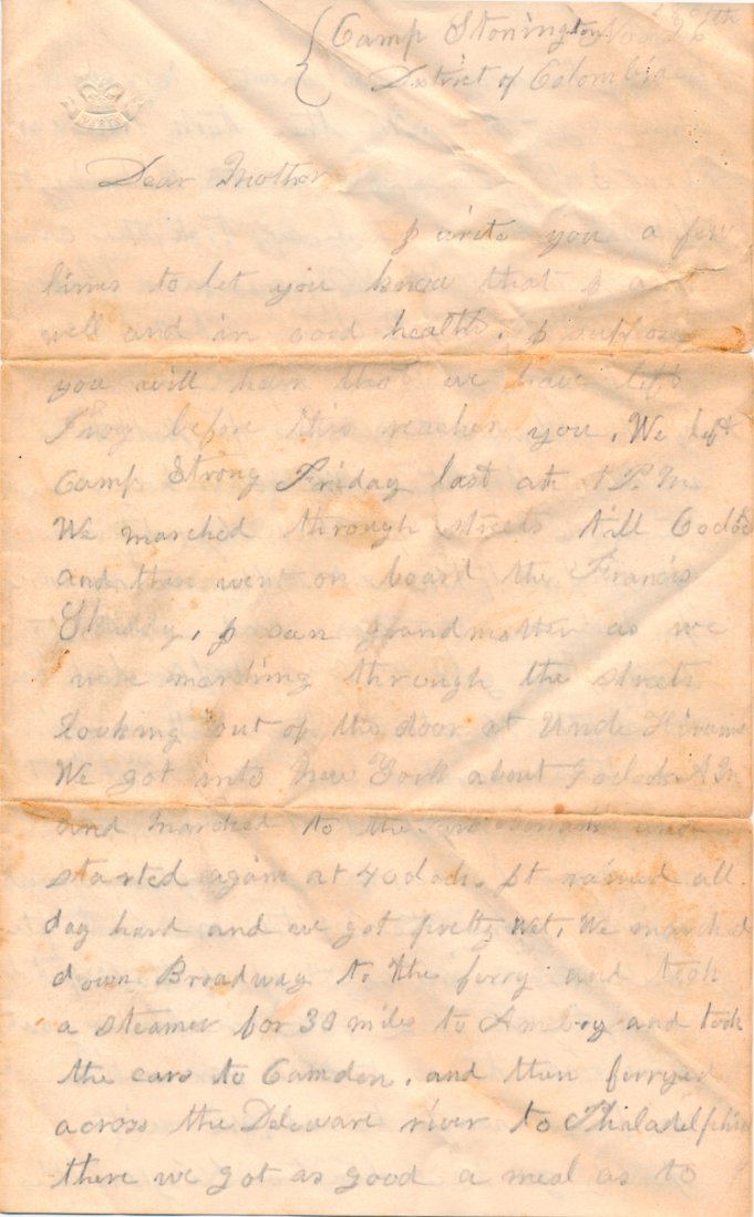 GETTING A "PEEP AT OLD ABE": GETTING A "PEEP AT OLD ABE" A good war-date Union soldier's letter, 4pp. 8vo., "Camp Stonington, District of Columbia", Nov. 26, 1861, Pvt. Harlan P. Martin, Co. F, 2nd New York Cavalry writes his mot