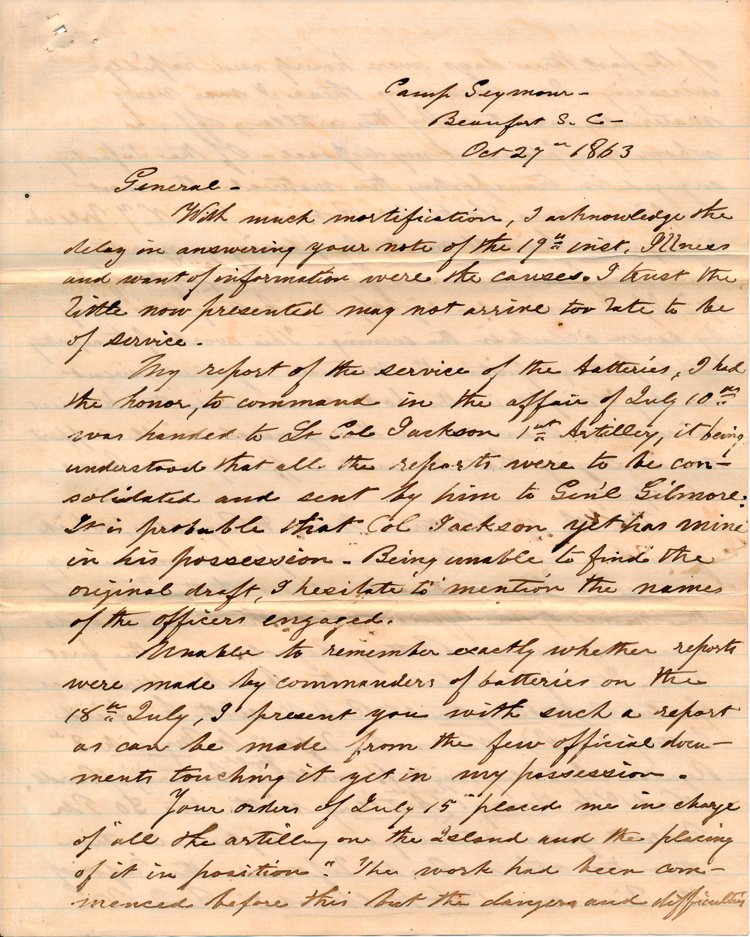 THE ASSAULT ON FORT WAGNER: THE ASSAULT ON FORT WAGNER (1830-1910) American military officer, commanded artillery at Fort Wagner, brevetted Lieutenant Colonel for gallant service in the attack on Fort Gilmer. Historic content dr
