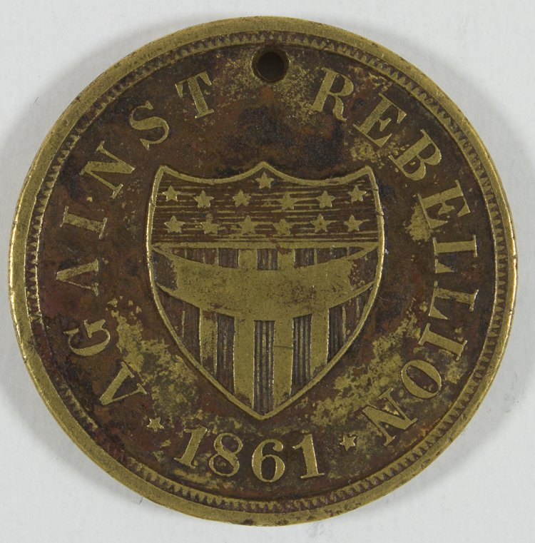 SOLDIER'S 31ST N.J. VOLS. IDENTIFICATION DISC - HE ALSO: SOLDIER'S 31ST N.J. VOLS. IDENTIFICATION DISC - HE ALSO SERVED AS A SAILOR! Bronze identification disc worn by Pvt. Mathias B. Wilson, an 18 year-old who mustered into Co. B, 31st N. J. Vols. on Sep. 