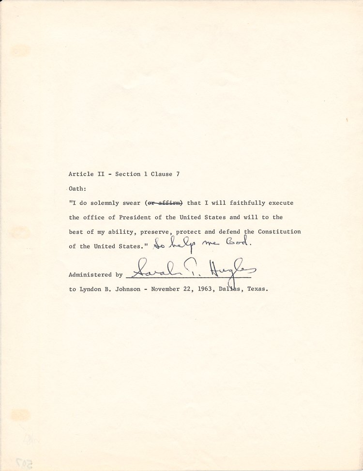 (ASSASSINATION OF JOHN F. KENNEDY) SARAH T. HUGHES (1 of 1)