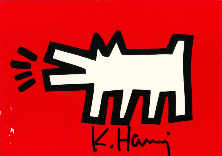 KEITH HARING: KEITH HARING (1958 - 1992) American pop artist who started his career painting graffiti in the New York subways, later recognized for his often socially-satirical works. Original signature on a printe