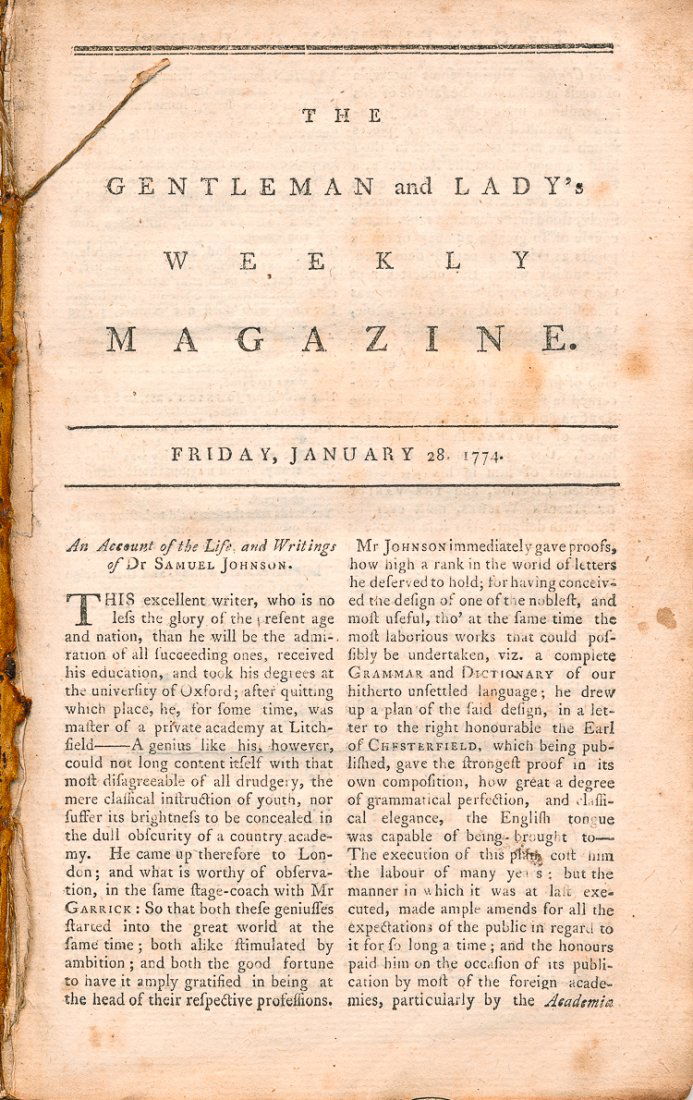 BRITISH NEWSPAPER ACCOUNT OF THE BOSTON TEA PARTY: BRITISH NEWSPAPER ACCOUNT OF THE BOSTON TEA PARTY Possibly the first account of the Boston Tea Party as reported in "The Gentleman & Lady's Weekly Magazine", London, Jan 28, 1774, 32pp 8vo/ The accoun