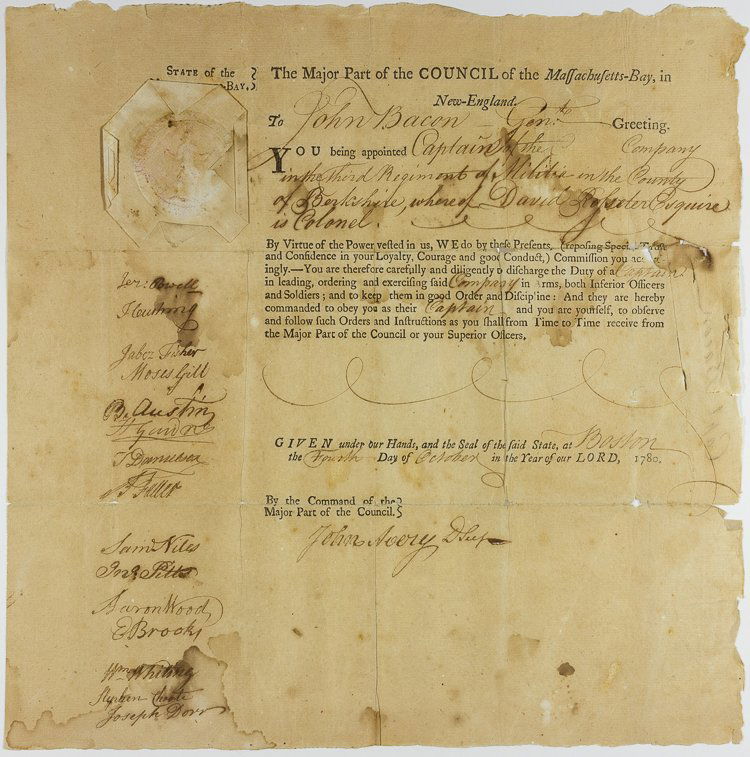 MASSACHUSETTS MILITIA APPOINTMENT, 1780 (1 of 1)
