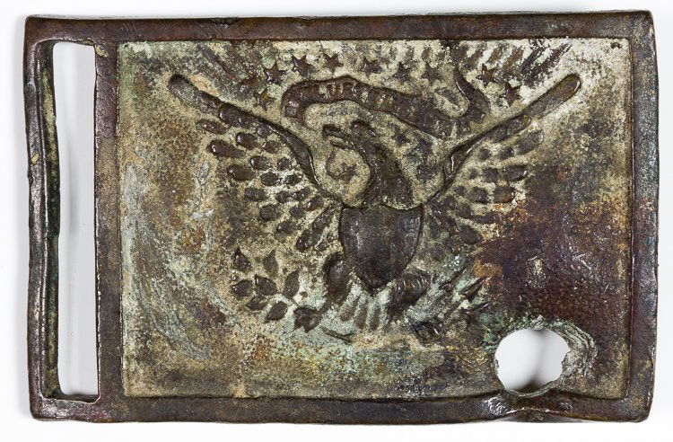 BULLET-STRUCK UNION BELT PLATE (1 of 2)