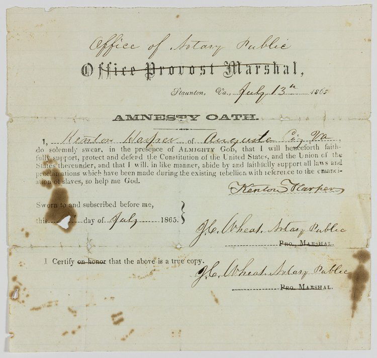 "STONEWALL BRIGADE" COLONEL KENTON HARPER'S AMNESTY (1 of 8)