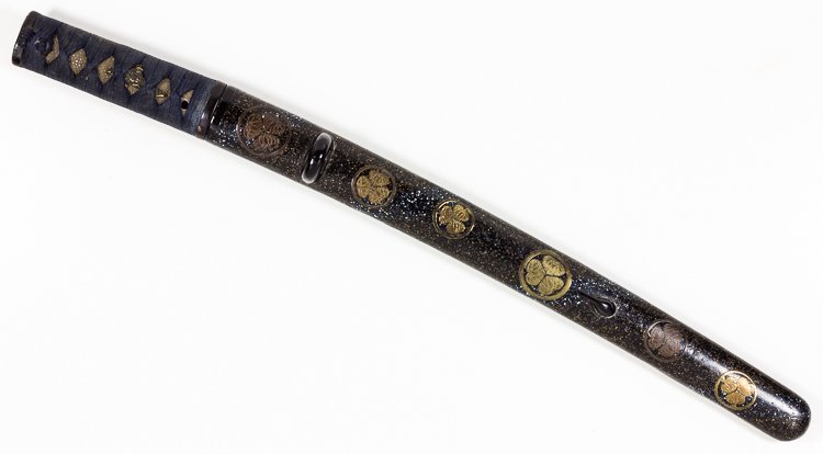 JAPANESE TANTO DAGGER: JAPANESE TANTO DAGGER Japanese dagger, 13 1/2" long, with a slightly curved 8 1/2" steel blade with a diamond-shaped cross section, of the style commonly known as a "tanto". The tang of the blade bear
