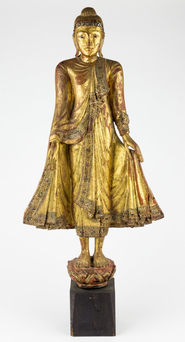 SOUTHEAST ASIAN GILT WOOD STATUE (1 of 10)