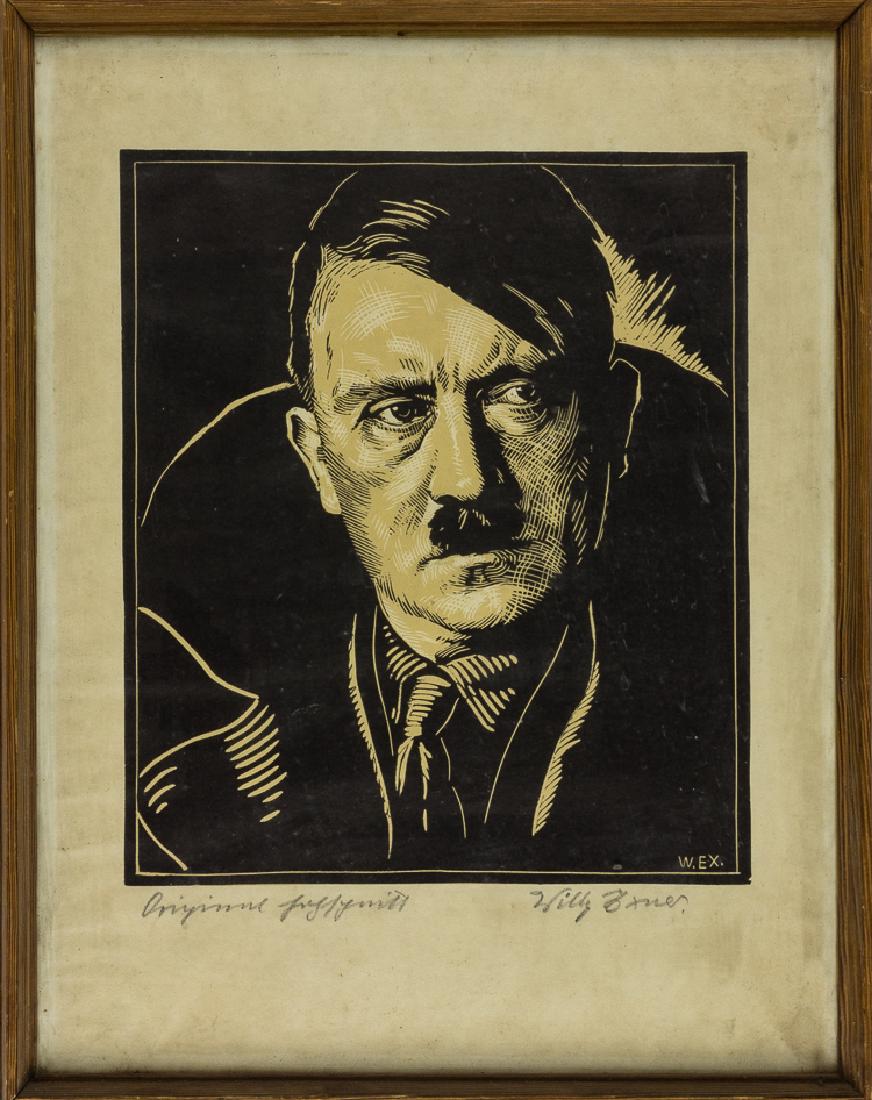 WILLY EXNER: WILLY EXNER (1888-1947) German painter best known for his commissioned portraits of Hitler and Goring. Barred from NSDAP membership due to his membership in a Masonic lodge. Signed print, 22" x 17", a