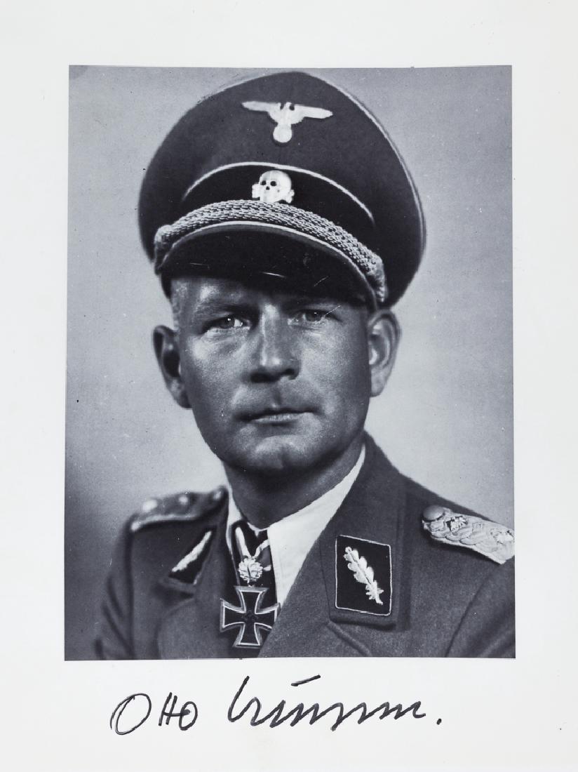 WAFFEN-SS LEADERS: WAFFEN-SS LEADERS Pair of signed photographs of German Waffen-SS officers, includes: MAX WUNSCHE (1914-1995) Orderly officer to Hitler and commander within the 12th SS Panzer Division Hitler Jugend. S