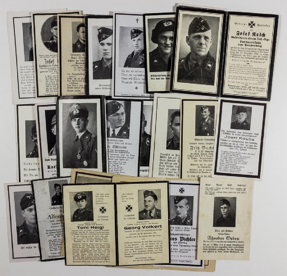 GERMAN PANZER TROOP "DEATH CARDS" ("STERBEBILD"): GERMAN PANZER TROOP "DEATH CARDS" ("STERBEBILD") "Sterbebild" are printed memorial cards issued upon the death of German soldiers, generally including their birth and death dates, military rank and af