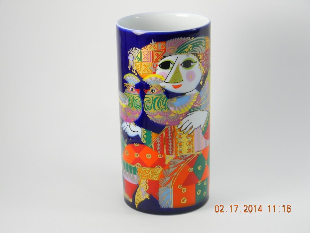 ROSENTHAL BJORN WINBLAD STUDIO PORCELAIN VASE: Rosenthal Studio-linie porcelain by Bjorn Wiinblad vase signed '74. Approx. 9'' tall